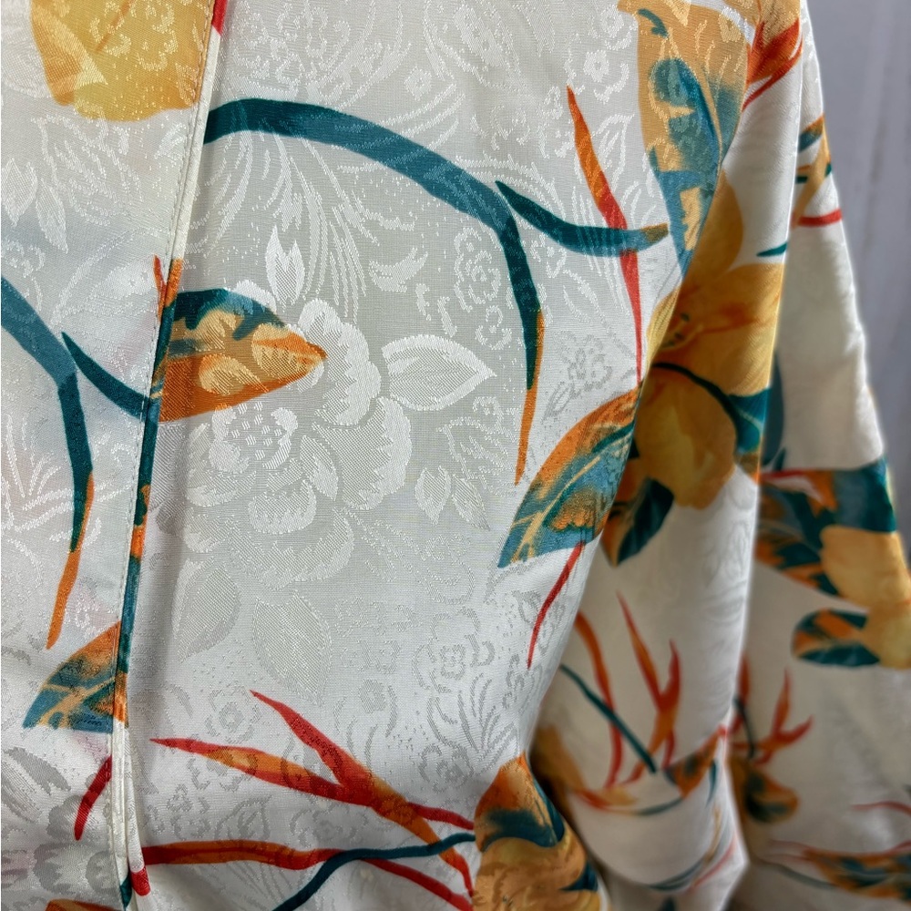 Vintage Valerie Stevens Lily Floral Satin Kimono Robe Long - Picture 3 of 8